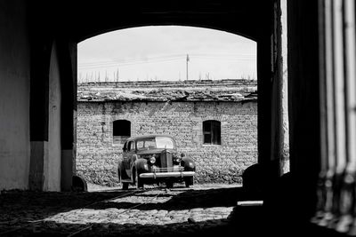 Vintage car in tunnel