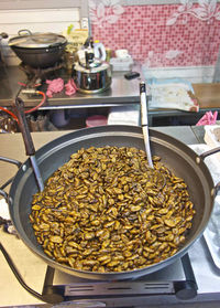 High angle view of food on table