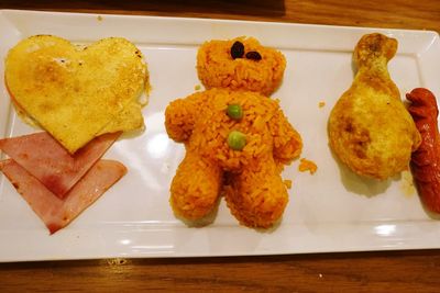 Close-up of dessert served on table