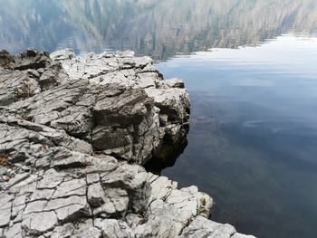 Scenic view of rock formation in lake