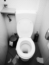 High angle view of toilet in bathroom