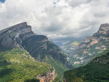 Panoramic view of landscape and mountains against sky