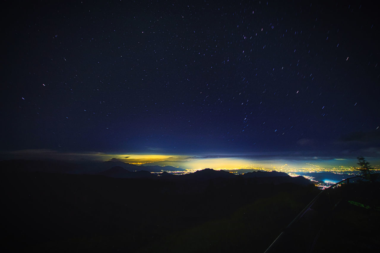 SCENIC VIEW OF ILLUMINATED MOUNTAIN AGAINST SKY