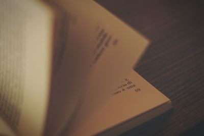 Close-up of book on table