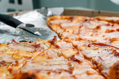 Close-up of pizza on plate