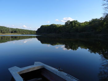 Scenic view of lake against blue sky