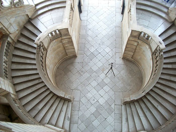 High angle view of spiral staircase