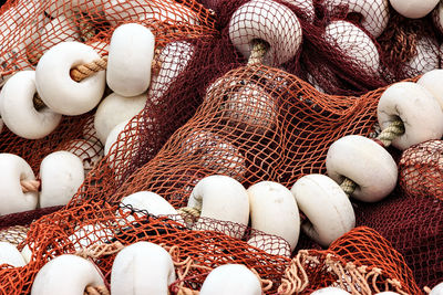 High angle view of fishing net