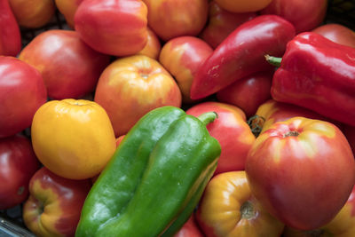 Full frame shot of bell peppers at market