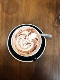 Directly above shot of cappuccino on table