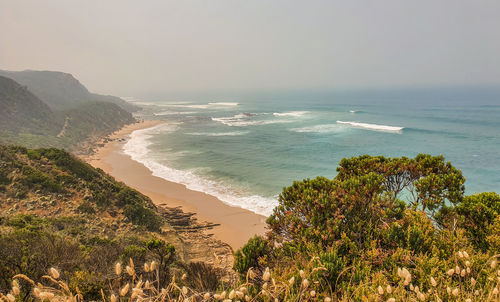 Scenic view of sea against clear sky