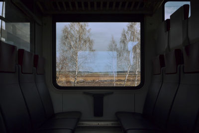 View of train through window