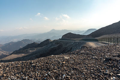 United arab emirates mountains view form wadi al qor to buraq dam highest place around 800 meters