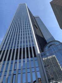 Low angle view of modern buildings against sky