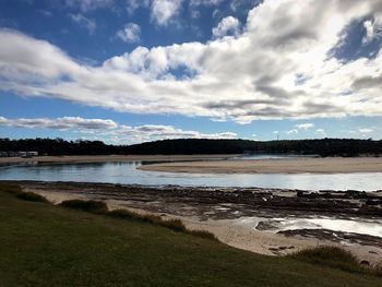 Scenic view of lake against sky