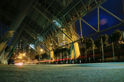 Light trails on street at night