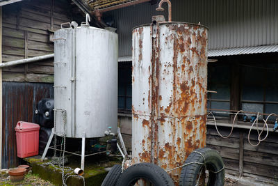 Rusty pipes in abandoned factory