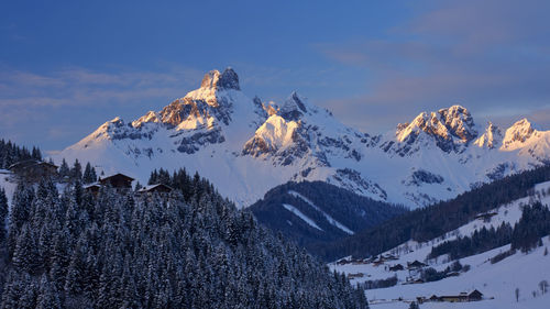 Panoramic view of snowcapped mountain against sky