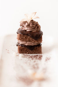 Close-up of ice cream over white background