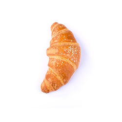 High angle view of bread on white background