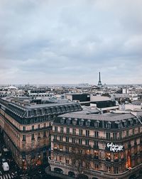 High angle view of buildings in city