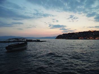 Scenic view of sea against sky at sunset