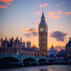 Sunset over thames river