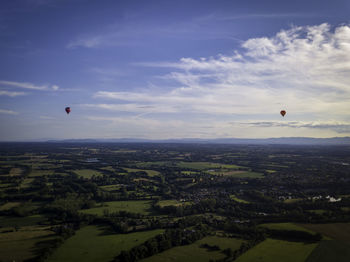 Hot air balloon drone view