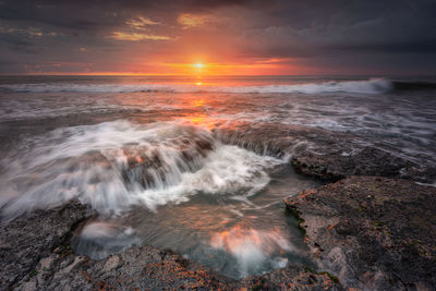 Scenic view of sea against sky during sunset