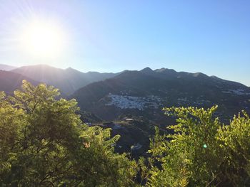 Scenic view of mountains against clear sky