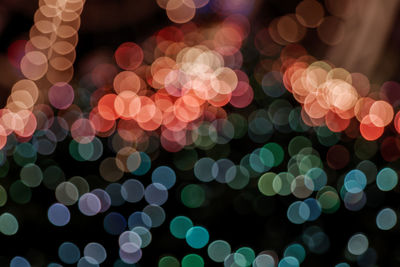 Defocused image of illuminated lights at night