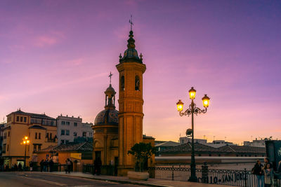 Low angle view of church against sky during sunset