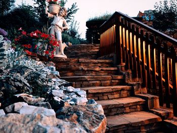 Low angle view of staircase by building