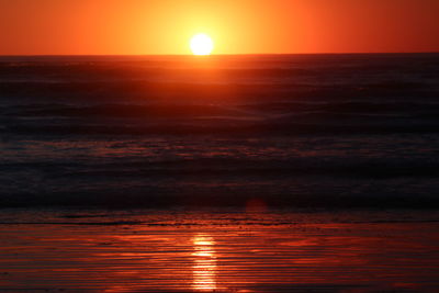 Scenic view of sunset at beach