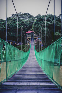 View of footbridge in suspension bridge