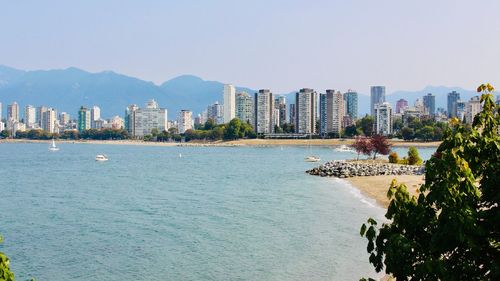 Kitsilano beach and vancouver downtown