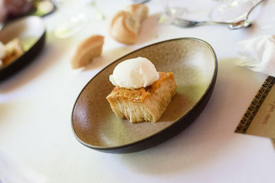 High angle view of food on table