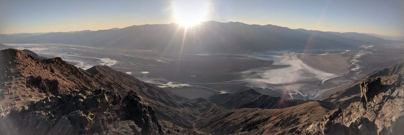 Panoramic view of snowcapped mountains against sky