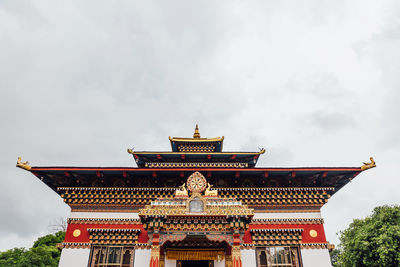 Low angle view of temple building against sky