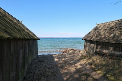 Scenic view of sea against clear sky