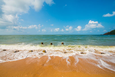 Scenic view of beach against sky