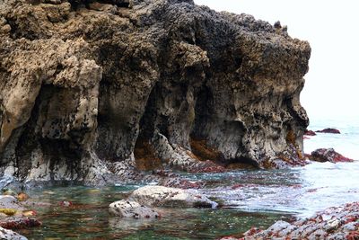 Rock formation on sea shore