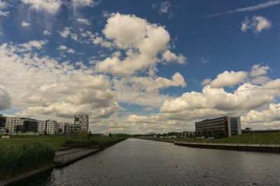 View of city against cloudy sky