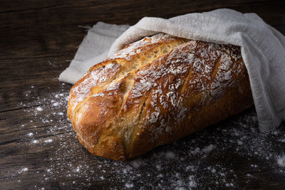 High angle view of bread on table