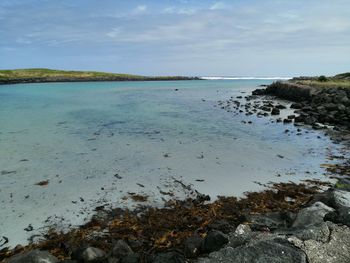 Scenic view of beach against sky