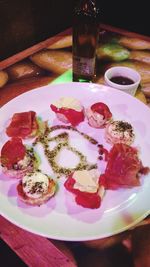 Close-up of food in plate on table