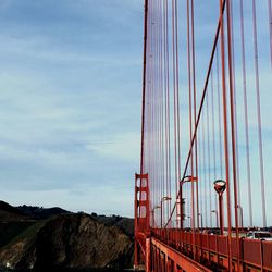 Low angle view of suspension bridge