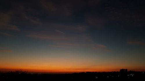 Scenic view of silhouette landscape against sky during sunset