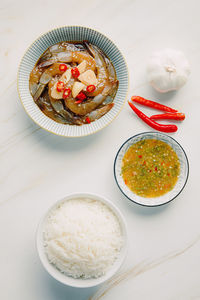 High angle view of food on table