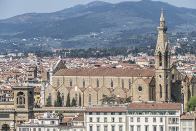 Aerial view of the basilica of santa croce in florence